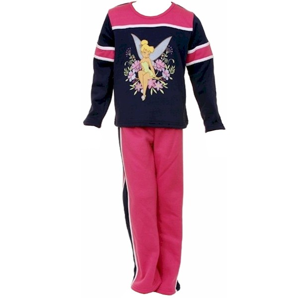  Disney Fairies Tinkerbell Toddler 2-Piece Pink/Navy Fleece Shirt & Pant Set 