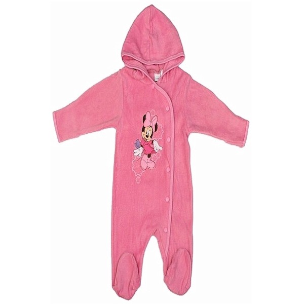  Disney Minnie Mouse Newborn Infant Girl's Pink Polar Fleece Bodysuit 