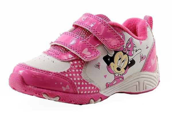  Disney Minnie Mouse Toddler Girl's White/Fuchsia Light Up Sneakers Shoes 
