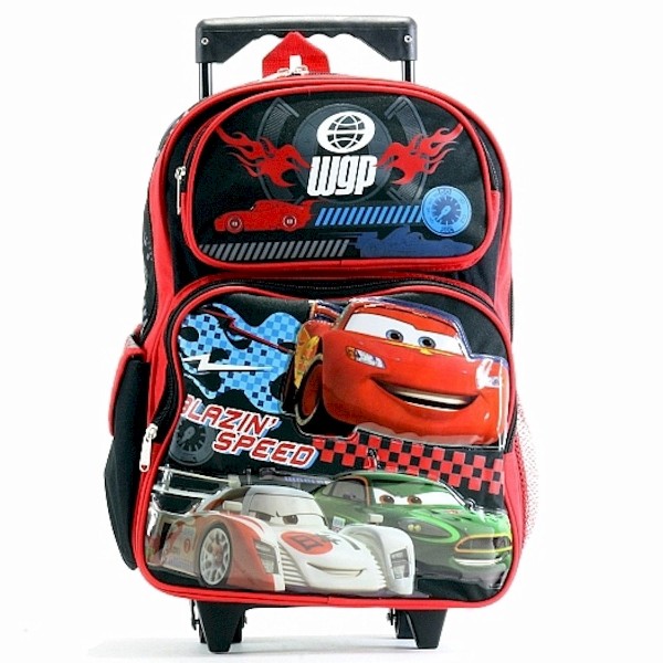  Disney Pixar's Cars 3D Blazin' Speed Rolling Backpack Bag 