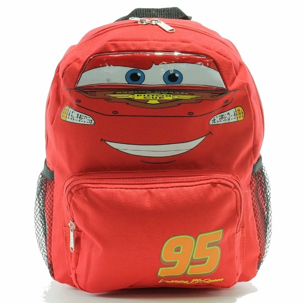  Disney Pixar's Cars Lightening McQueen Face Red Backpack School Bag 