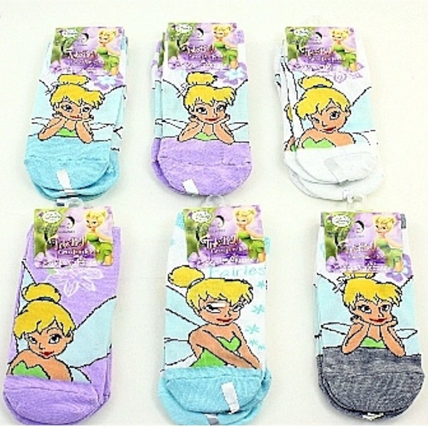  Disney Tinkerbell Girl's Assorted 12 Pairs Socks Size 6-8 