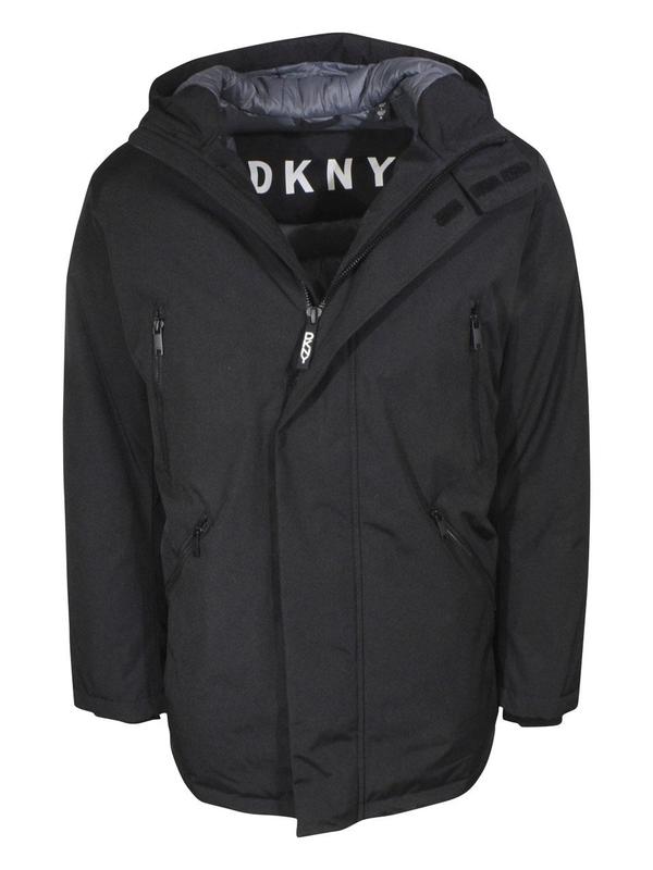 DKNY Men's Water Resistant Hooded Logo Parka Jacket 