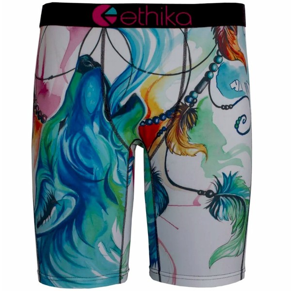  Ethika Men's The Staple Fit Alaskan Howl Blue/White Boxer Brief Underwear 