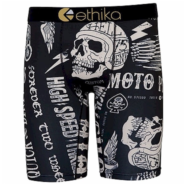  Ethika Men's The Staple Fit Moto Psychos Black Boxer Brief Underwear 