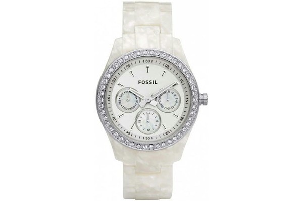  Fossil Watch ES2790 Ladies Stella Multifunction Cream Pearlized Band 
