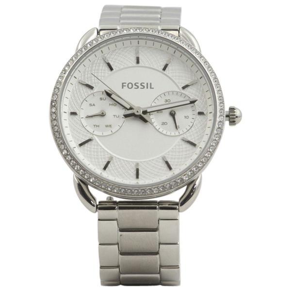  Fossil Women's ES4262 Silver with Gemstones Stainless Steel Analog Watch 