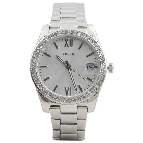  Fossil Women's ES4317 Silver with Gemstones Stainless Steel Analog Watch 