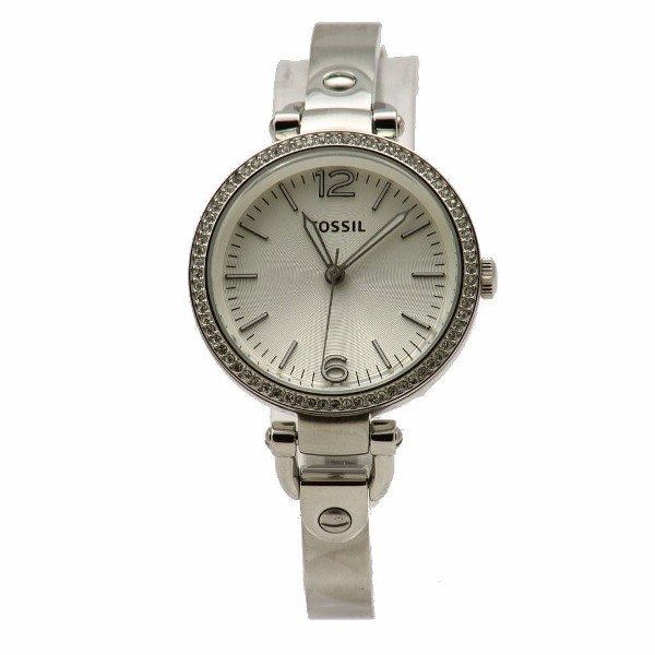  Fossil Women's Georgia Glitz ES3225 Silver Analog Watch 