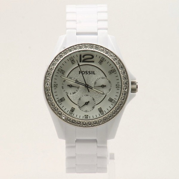  Fossil Women's Riley ES3252 White Chronograph Watch 