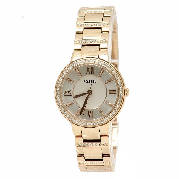 Fossil Women's Virginia ES3284 Rose Gold Stainless Steel Analog Watch 