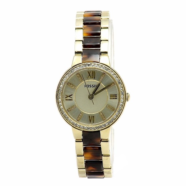  Fossil Women's Virginia ES3314 Gold Tortoise Analog Watch 