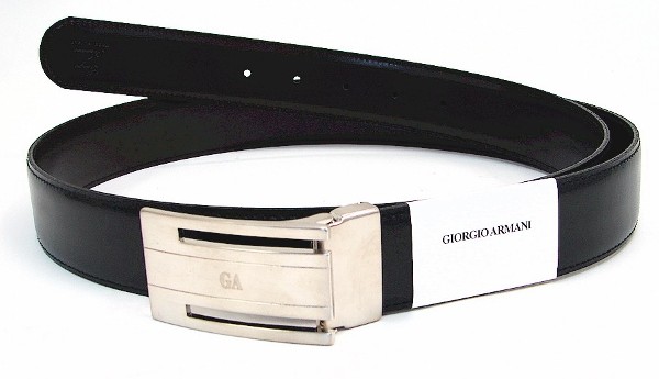  Giorgio Armani Leather Black/Brown Reversible Men's Belt Adjustable To Size 42 