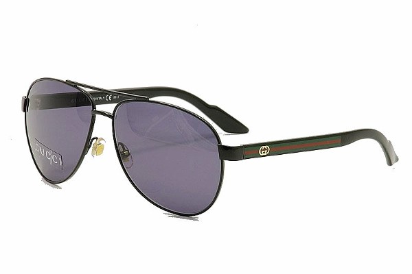 Gucci GG 2898/S 2898S BKS/BN Shiny Black Aviator Sunglasses 58mm ...