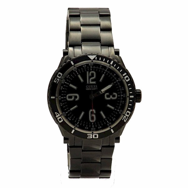  Guess Men's U0043G2 Black Analog Ionic-Plated Stainless Steel Watch 