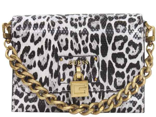 GUESS Bricken Lulin Leopard Print Mini Flap Bag Purse Handbag Bow Black  Brown | eBay
