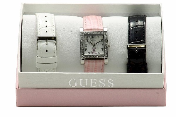  Guess Women's U0032L2 3 PC Set Silver Watch W/Interchange Straps 