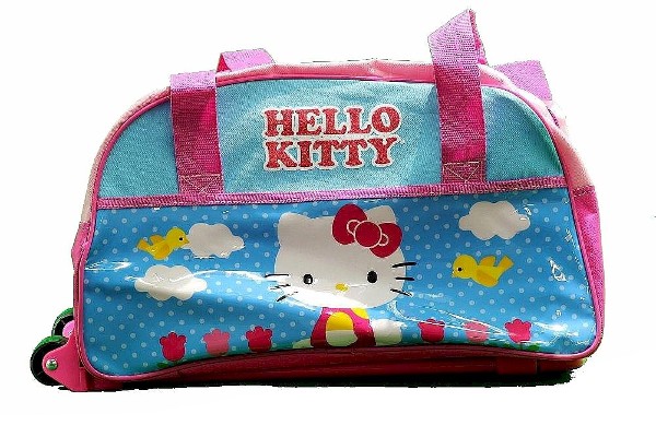  Hello Kitty Girl's Luggage Pink/Blue Outdoor Rolling Travel Bag 