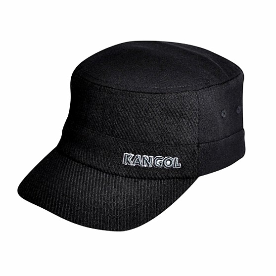  Kangol Textured Wool Army Cap Black Flexfit Hat 