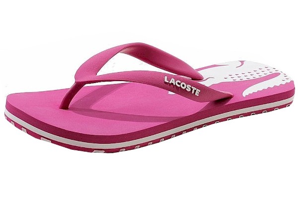  Lacoste Girl's Nosara Jaw Fashion Flip Flops Dark Pink Sandal Shoes 