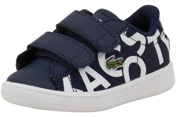 Boys Shoes Lacoste Carnaby Black Sneakers Hook and Loop Closure NEW 