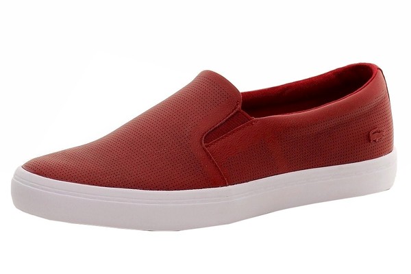 Lacoste Gazon Slip On Flat Shoes NEW Women Leather Canvas Fashion Sneakers 