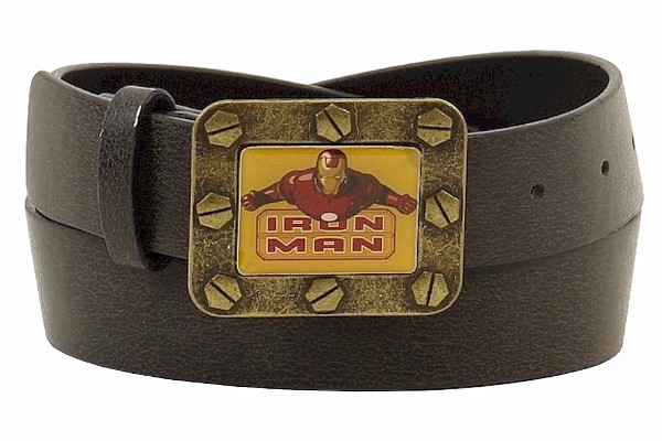  Marvel Iron Man Boy's Brown Leather Belt 