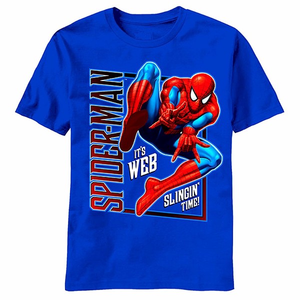  Marvel Spiderman Boy's 100% Cotton Thwip It Good Blue T-Shirt 