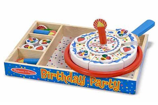  Melissa & Doug Wooden Birthday Party Cake Pretend Play Food Set Toy Age 3+ 