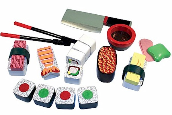  Melissa & Doug Wooden Play Food Sushi Slicing Play Set Toy Age 3+ 