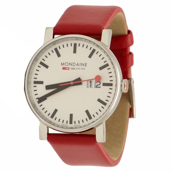  Mondaine Evo Big A627.30303.11SBC Red Genuine Leather Analog Watch 