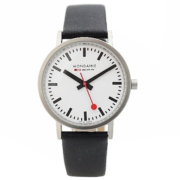  Mondaine Men's A660 Classic Polished Black Leather Analog Watch 