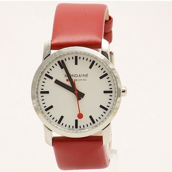  Mondaine Simply Elegant A672.30351.11SBC Red Leather Analog Watch 