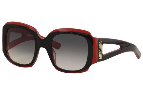 Moschino Women's MO/860/S MO860S 02 Black/Red Fashion Square Sunglasses  53mm