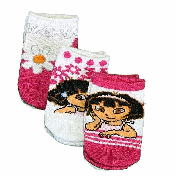  Nick Jr. Dora The Explorer Infant Girl's 3-Pair Assorted Safety Socks 