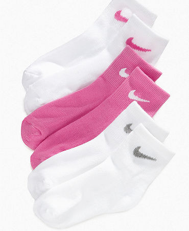  Nike Little Girl's 3-Pair Assorted Quarter Length Performance Socks 