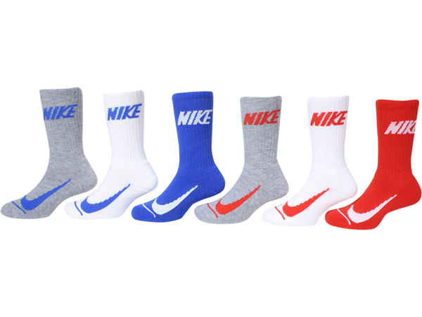 Nike Swoosh Socks Toddler Boy's 6-Pairs Game Royal Asst. Crew Sz 4-5 ...