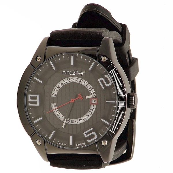  Nine2Five Men's Preciseness APRS08NGNG Black/White Round Analog Watch 