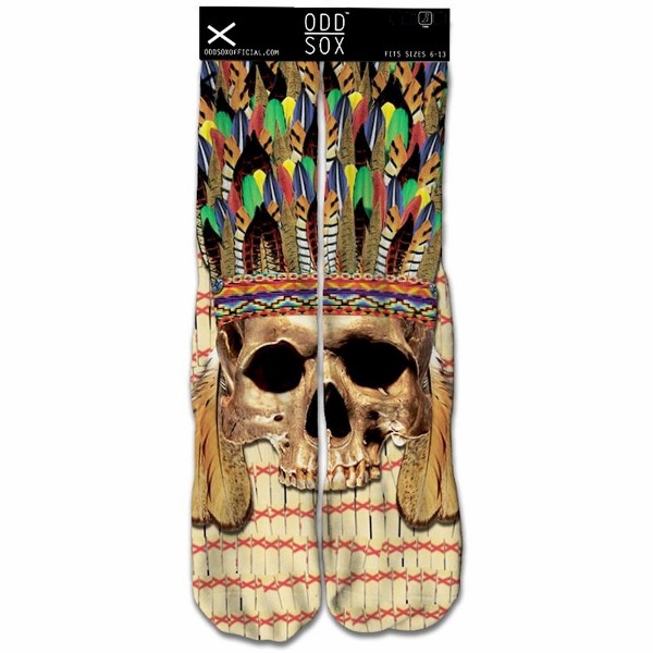  Odd Sox Headdress Brown Multi Crew Socks Sz: 6-13 