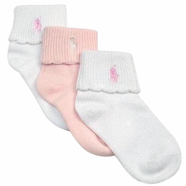  Polo Ralph Lauren Infant Girl's 3-Pack Scallop Turncuff Socks 