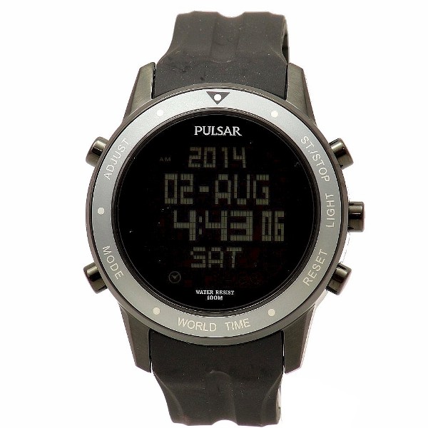  Pulsar Men's On The Go PQ2019 Black/Metallic Grey Digital Watch 