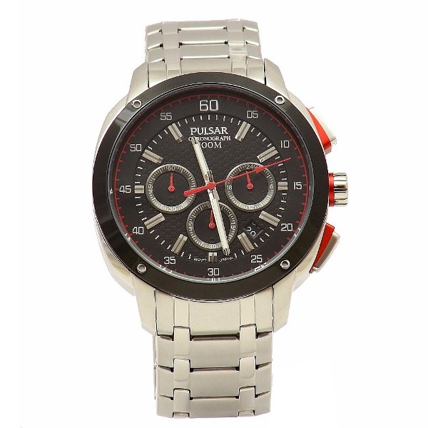  Pulsar Men's On The Go PT3395 Silver Analog Chronograph Watch 