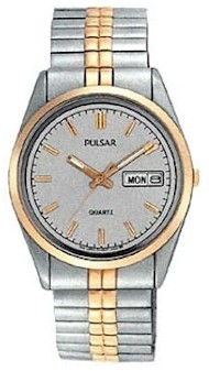  Pulsar PXF110 Watch Men's Silver Dial Stainless Steel Date/Day 