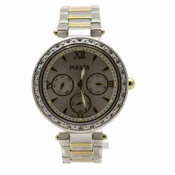  Pulsar Women's PP6109 Silver/Gold Stainless Steel Chronograph Watch 