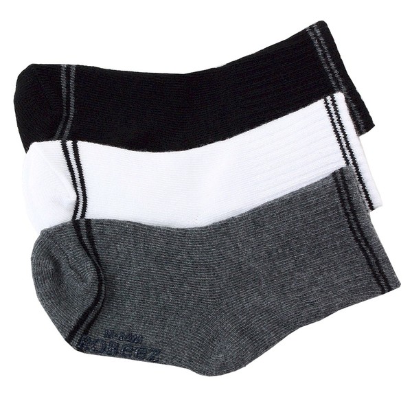  Robeez Mini Infant Boy's 3-Pairs Charcoal Goes With Everything Skid-Proof Socks 