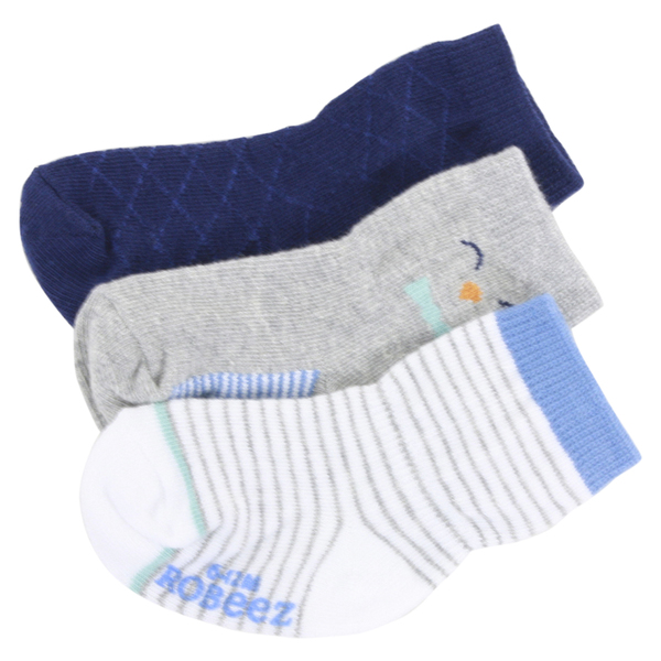  Robeez Mini Infant Boy's 3-Pairs Little Penguin Blue Skid-Proof Socks 