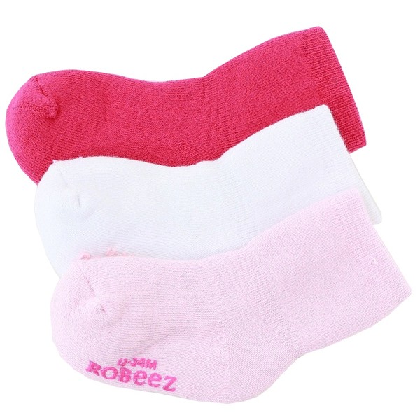  Robeez Mini Infant Girl's 3-Pairs Pink Terry Bootie Skid-Proof Socks 