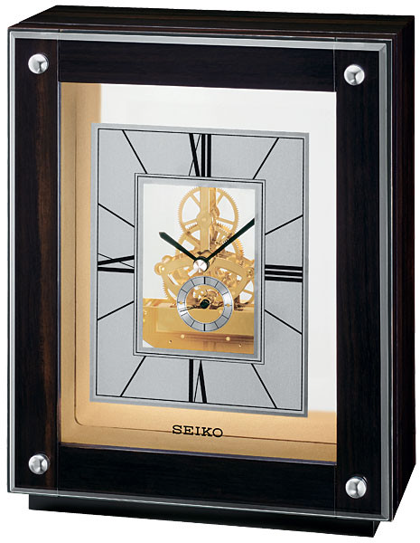  SEIKO Mantel QXG128BLH Dark Ebony Veener Wooden Case Clock 