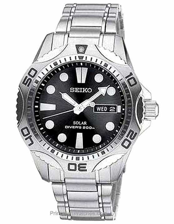 Seiko Solar Divers 200mm Stainless Steel Silver Men's Watch SNE107 |  