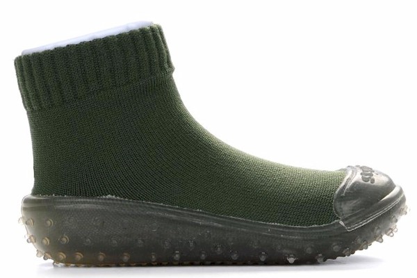  Skidders Skidproof Boys Dark Green Crystal Sneaker 